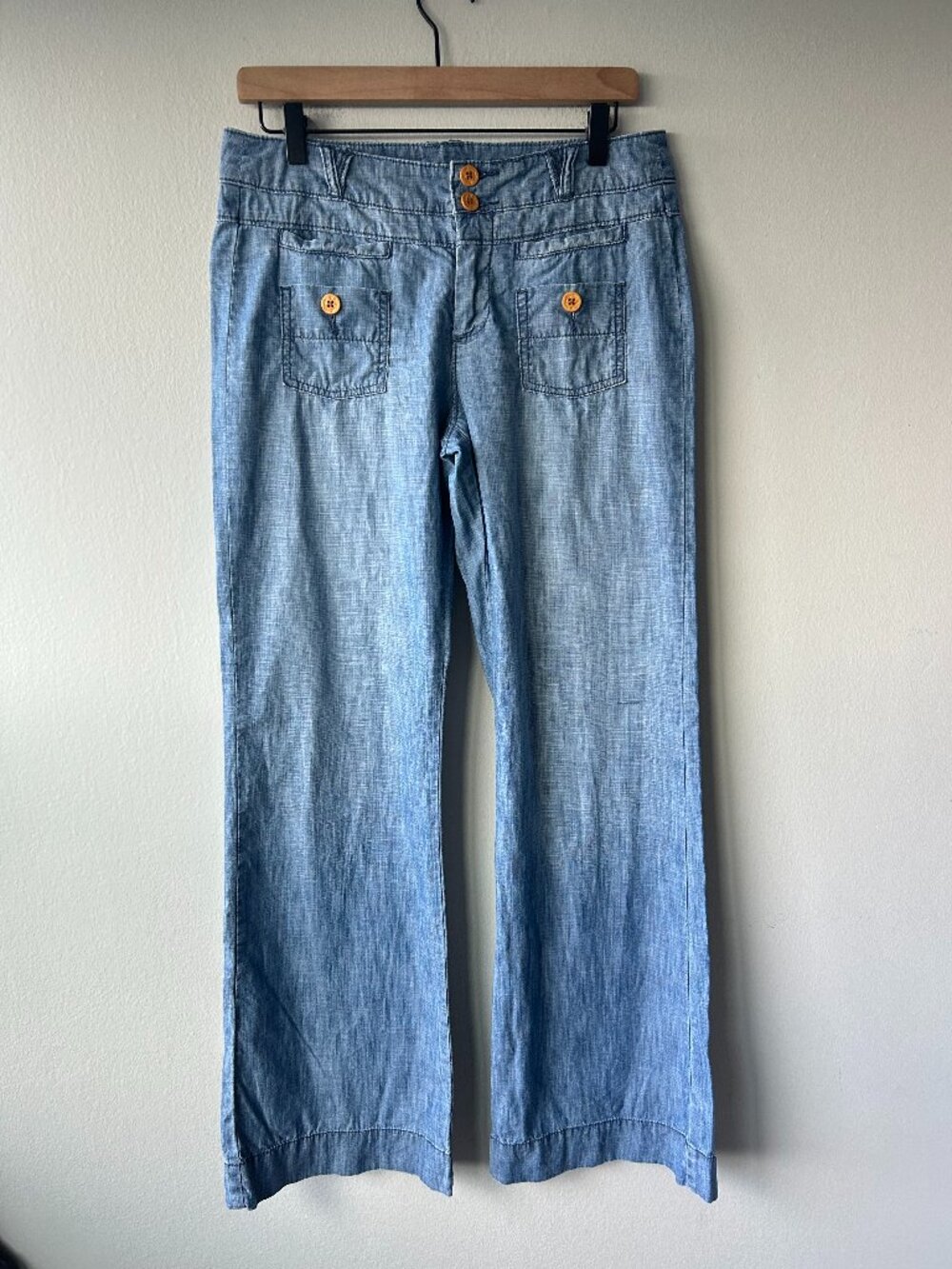 Pilcro & The Letterpress Wide Leg Chino Pants Blue Cotton 28